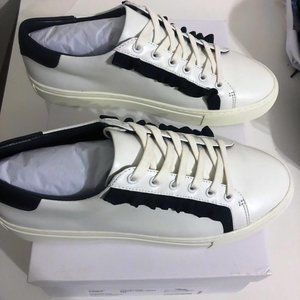 Tory Burch White/Navy Ruffle Sneaker